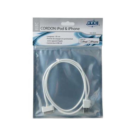 Cable de charge iphone 1 m pour iphone 3 et 4 Itc 8324