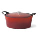 Cocotte ovale 6l 35cm rouge fonte d'acier + 2 manchons AMC38871