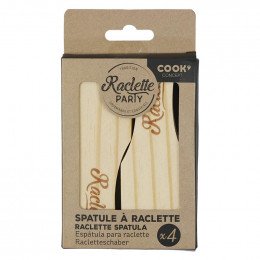 Spatules a raclette en bois set de 4 pieces KU6537