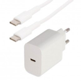 Kit chargeur mural usb-c/c 18w couleur blanc - cable 1m Itc 308110