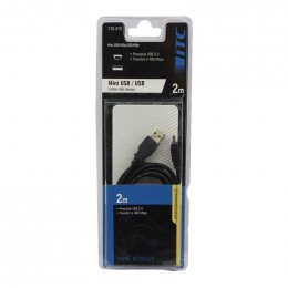 Cordon mini usb m./usb a m. 2m sous blister Itc 302486