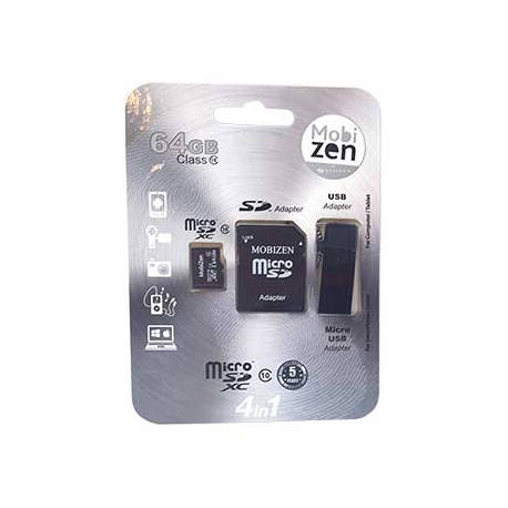 Carte memoire micro sd 64go classe 10 avec adaptateur sd Mobizen 