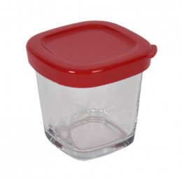 Pot + couvercle rouge pour robot yaourtiere Moulinex SS-1530000652 Pot + couvercle rouge pour robot yaourtiere Moulinex SS-1530000652