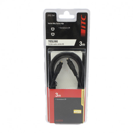 Cordon fibre optique toslink longueur 3m - male/male Itc 301548