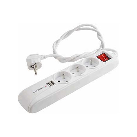 Bloc 3 prises + 2usb-a + inter bloc 3 prises avec 1m Itc 728366