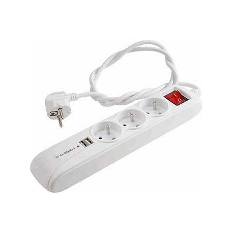 Bloc 3 prises + 2usb-a + inter bloc 3 prises avec 1m Itc 728366